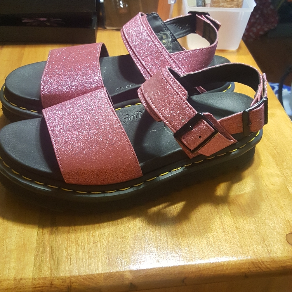 Dr Martens pink glitter sandals